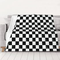 Throw Blanket Checkerboard Black And White Soft Cozy Fleece Flannel Blanket Home Decor for Couch Sofa Bed 40"x30"