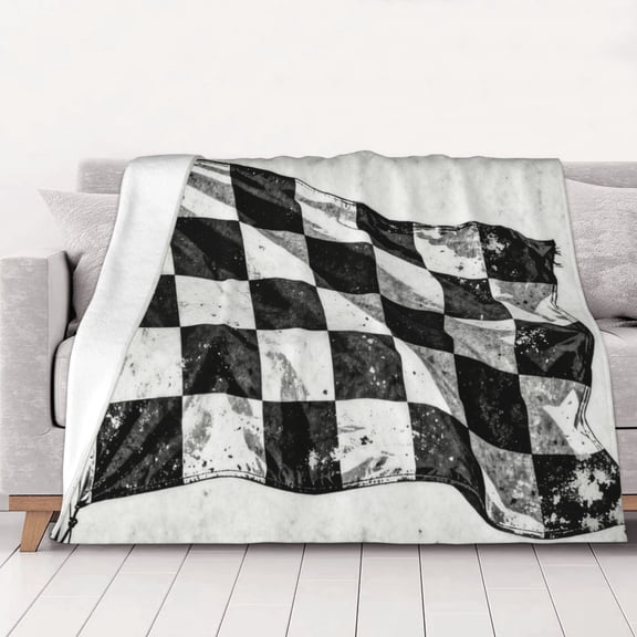 Throw Blanket Checkered Flag Soft Cozy Fleece Flannel Blanket Home Decor for Couch Sofa Bed 40"x30"