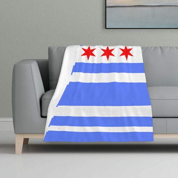 Throw Blanket Chicago Flag Style Flannel Blanket Soft Throw Blanket For Couch Bed All Seasons (32"X48")