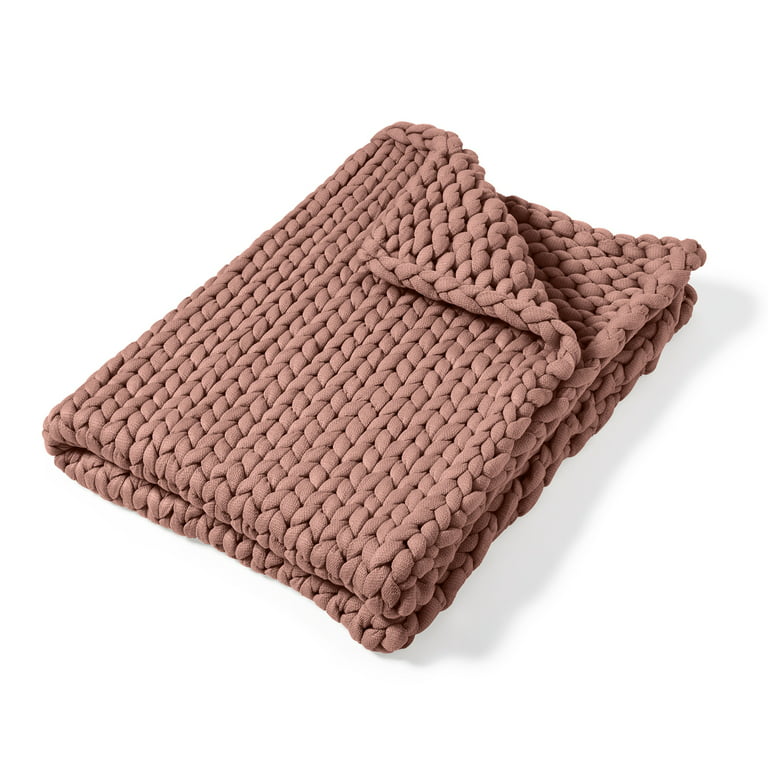 Throw Blanket - Chunky Knit Mauve by Donna Sharp - Contemporary Decorative  Throw Blanket with Over-Sized Loop Pattern 