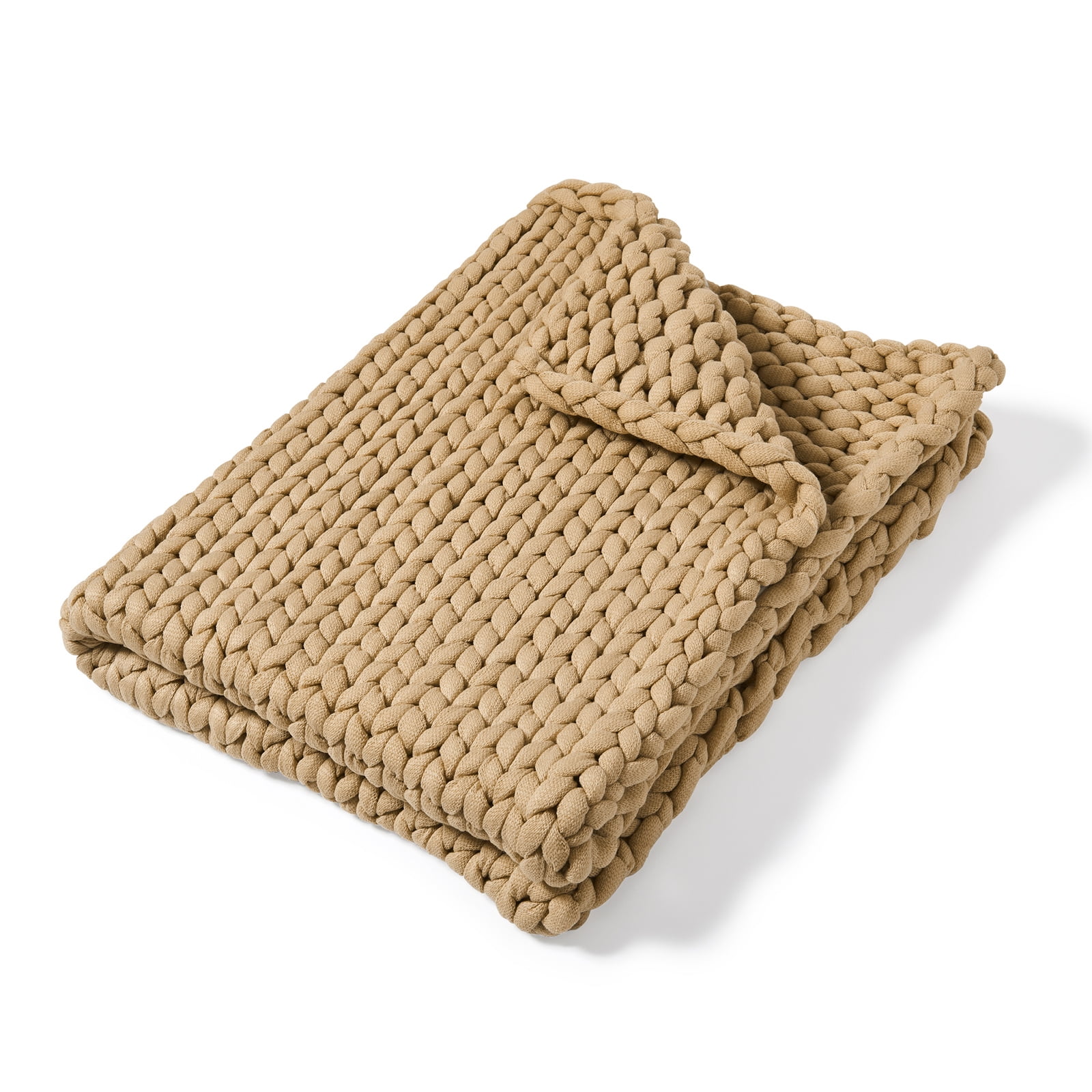 Taupe Chunky Knit Wool Baby Throw Blanket