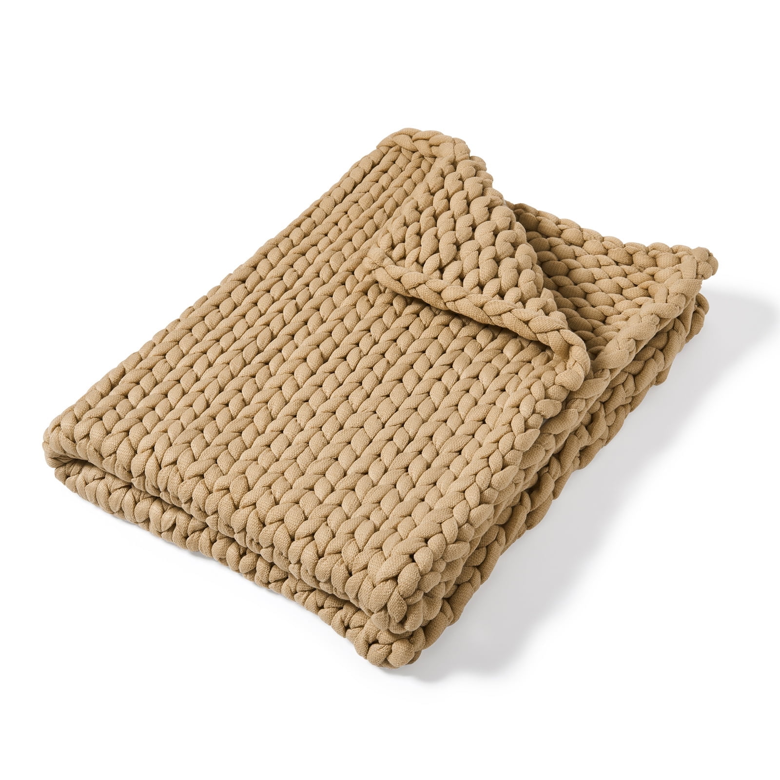 Taupe Chunky Knit Wool Baby Throw Blanket