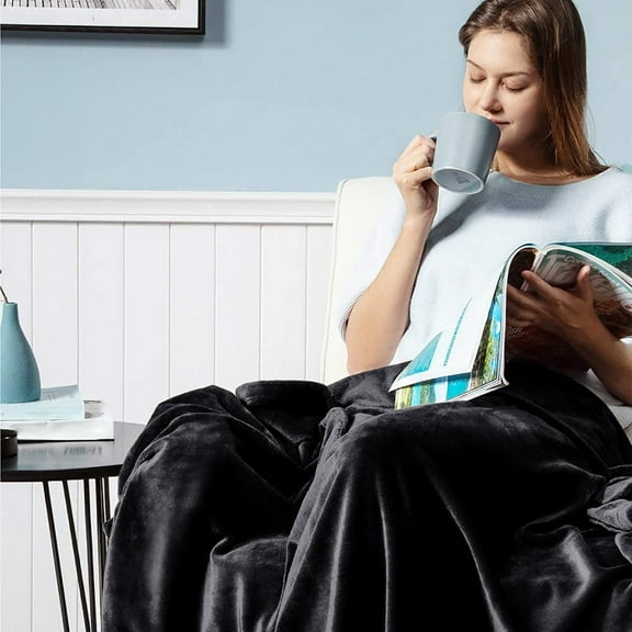 1*Blanket Clearance! Black Coral Fleece Cozy Throw Flannel Blanket Solid Color Blanke 50” X 70” Blanket