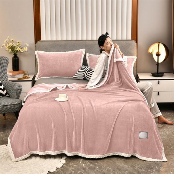 QTOCIO Soft Fuzzy Warm Fuzzy Blankets Couch Fleece Blankets Bed Cozy Machine Washable Thick Comfy, Pink, 120x200cm/47.24x78.74in