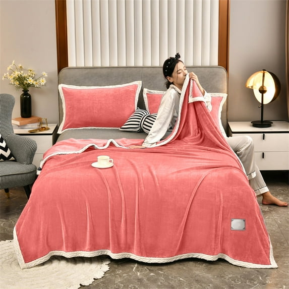 QTOCIO Soft Fuzzy Warm Fuzzy Blankets Couch Fleece Blankets Bed Cozy Machine Washable Thick Comfy, Red, 150x200cm/59x78.74in