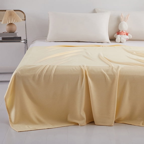 Throw Blanket Clearance! QTOCIO Summer Cool Blanket Summer Fiber Ice Silk Cover Blanket Children's Double Fiber Towel Quilt Conditioning Blanket Baby, Beige, L