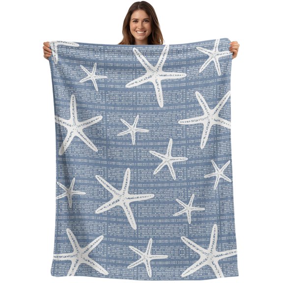 Throw Blanket Coastal Starfish Blankets and Throws, Ocean Marine Life Blanket for Couch Bed Sofa Chair, Soft Cozy Warm Flannel Fleece Blankets for All Season Home Decor 40x50 Inch