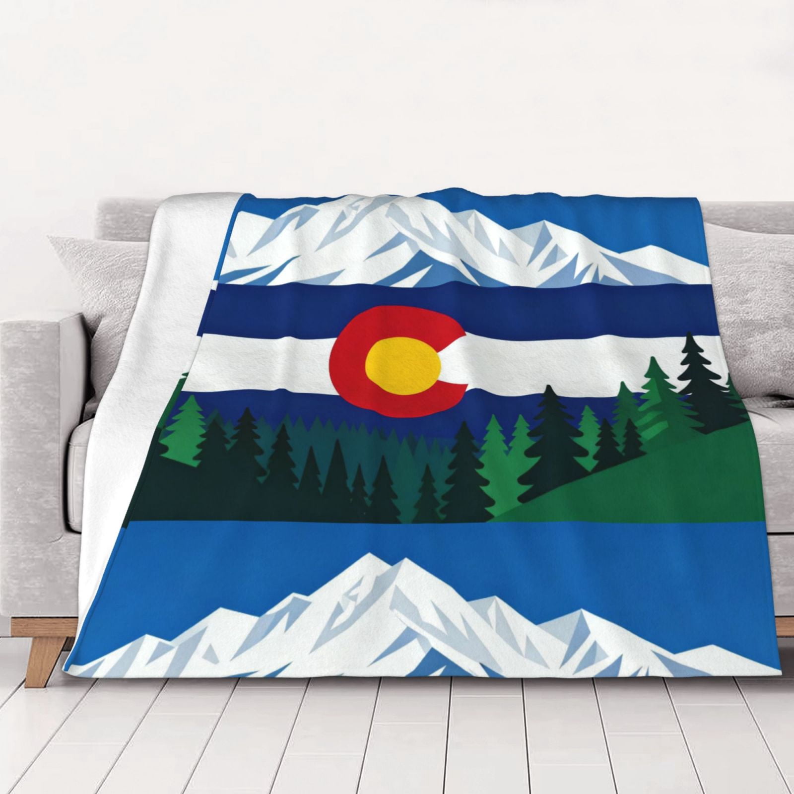 Throw Blanket Colorado Flag Print Soft Cozy Fleece Flannel Blanket Home ...