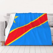 Throw Blanket Congo Flag Soft Cozy Fleece Flannel Blanket Home Decor for Couch Sofa Bed 40"x30"