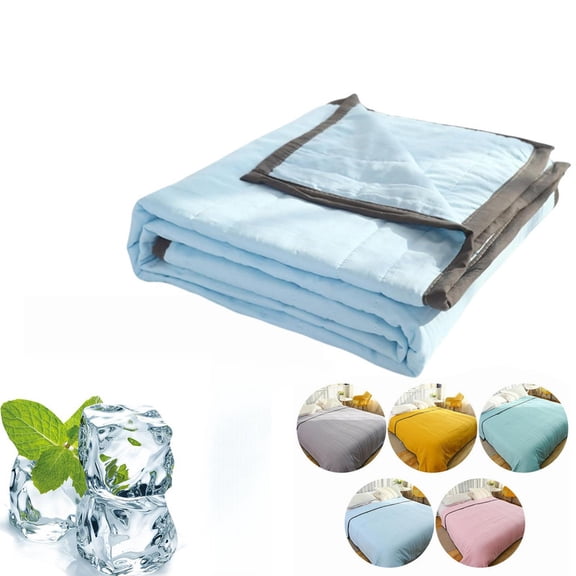 Throw Blanket, Cotton Absorbs Heat Doublesided Twin Blanket, Lightweight Summer Comforter Soft Ice Blanket for All Season Night Sweats Bed Gift Camping Sleepersdouble