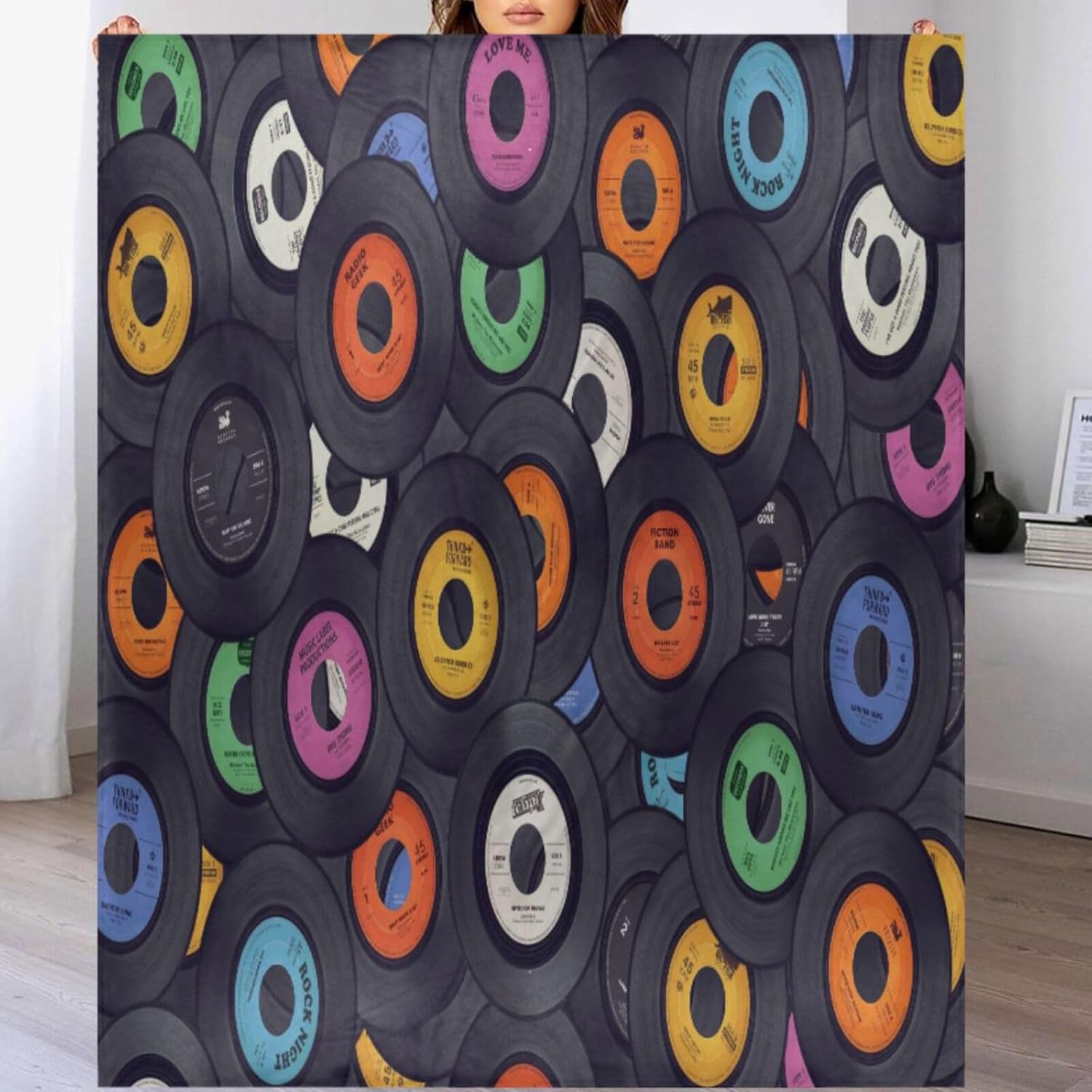 Throw Blanket for Couch 50x60 Inches Record Black Pattern Soft Cozy