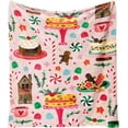 thumbnail image 1 of Throw Blanket for Couch 60"x50",Pink Winter Holiday Festival Cute Gingerbread House Cake Trees Blankets for Woman,Soft Flannel Fleece Throws for Home Living Room Bed Chair Decor, 1 of 4