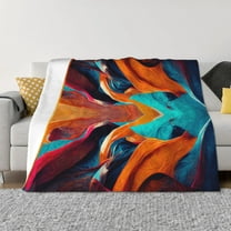 Throw Blanket for Couch - Abstract Fabric Color Waves Soft Comfy Lightweight Cozy Warm Throw Blanket, Fuzzy Plush Flannel Blanket & Throws for Sofa and Bed All Season