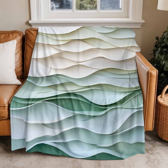 Throw Blanket for Couch Abstract Wave Texture Soft Fleece Flannel Blankets Cozy Lightweight Blanket for Home Sofa Living Room Modern Art Bed Throws 40" x 50"