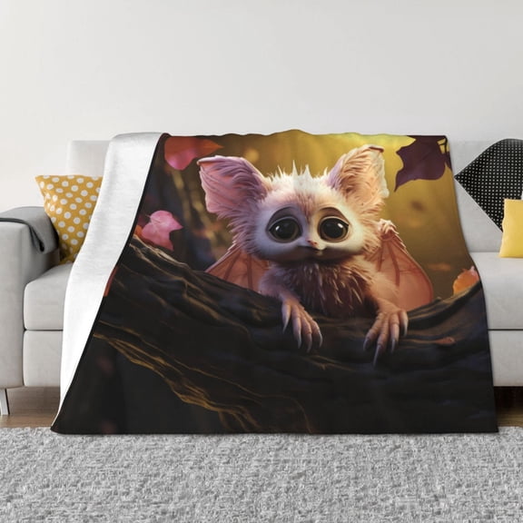 Throw Blanket for Couch - Adorable Bat A Soft Comfy Lightweight Cozy Warm Throw Blanket, Fuzzy Plush Flannel Blanket & Throws for Sofa and Bed All Season