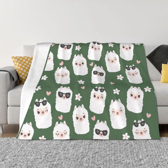 Throw Blanket for Couch - Alpaca Faces Soft Comfy Lightweight Cozy Warm Throw Blanket, Fuzzy Plush Flannel Blanket & Throws for Sofa and Bed All Season