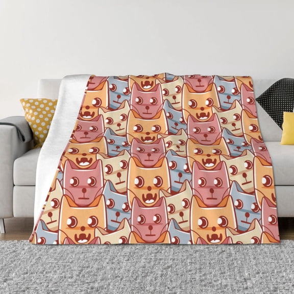 Throw Blanket for Couch - Artistic Colorful Cute Cats Soft Comfy Lightweight Cozy Warm Throw Blanket, Fuzzy Plush Flannel Blanket & Throws for Sofa and Bed All Season