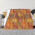 thumbnail image 1 of Throw Blanket for Couch - Autumn Maple Leaf Stripes Soft Comfy Lightweight Cozy Warm Throw Blanket, Fuzzy Plush Flannel Blanket & Throws for Sofa and Bed All Season, 1 of 8