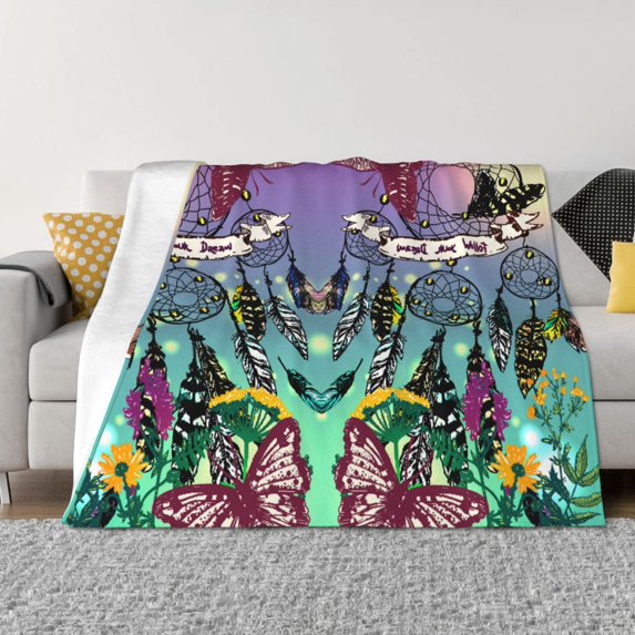 Throw Blanket for Couch - Beautiful Dreamcatcher Super Soft Fuzzy Comfy Throw Blanket, Cozy Lightweight Funny Plush Flannel Blanket Throws for Sofa and Bed All Season