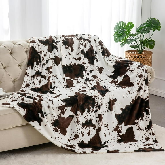 Throw Blanket for Couch & Bed, Cute Luxury Plush Cozy Fuzzy Blanket , Super Soft Warm Lightweight Throw Blanket for Travel Camping, Brown Cow Brown Throw()