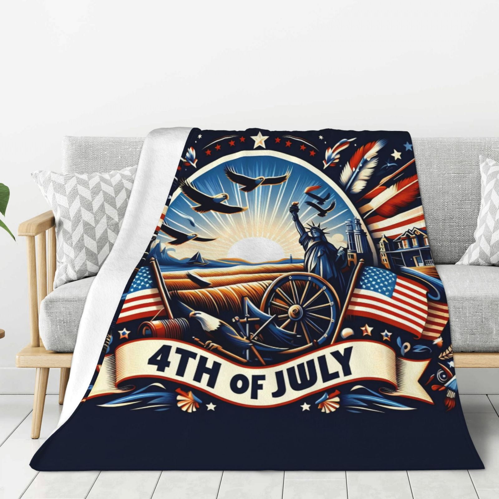 Throw Blanket for Couch Bed and Sofa, 4th Of July Celebration Super