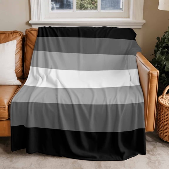 Throw Blanket for Couch Black Soft Fleece Flannel Blankets Cozy Lightweight Blanket for Home Sofa Living Room Gradient Stripes Modern Bed Throws 40" x 50"