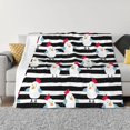 thumbnail image 1 of Throw Blanket for Couch - Black White Striped Cute Chicken Soft Comfy Lightweight Cozy Warm Throw Blanket, Fuzzy Plush Flannel Blanket & Throws for Sofa and Bed All Season, 1 of 8