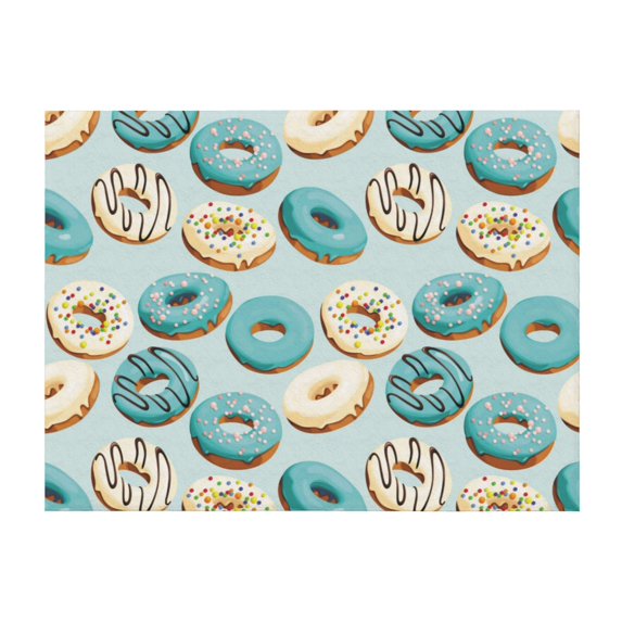Throw Blanket for Couch, Blue White Donut Print Super Soft Fuzzy Comfy Warm Throw Blanket, Cuteness Lightweight Cozy Plush Flannel Blanket & Throws for Sofa and Bed All Season