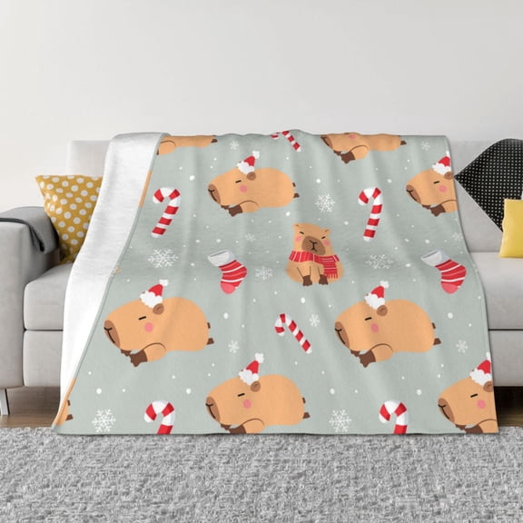 Throw Blanket for Couch - Capybaras Christmas Day Soft Comfy Lightweight Cozy Warm Throw Blanket, Fuzzy Plush Flannel Blanket & Throws for Sofa and Bed All Season