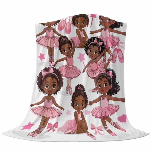 Throw Blanket for Couch, Cartoon Children Ballet Dance Soft Cozy Warm Flannel Blanket 30x40in, Pink Butterflies Ballet Shoes Lightweight Fleece Throw Blankets for Sofa Bedroom Office All Season Use