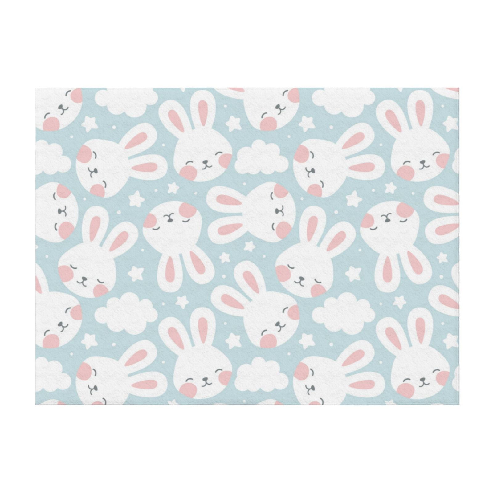 Throw Blanket for Couch Cartoon Cute Rabbit Face Stars Super Soft Fuzzy ...