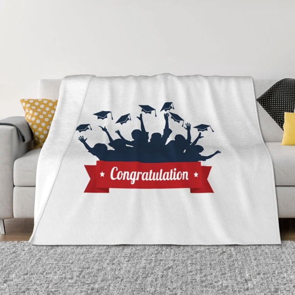 Throw Blanket for Couch - Congratulation Graduate Soft Comfy Lightweight Cozy Warm Throw Blanket, Fuzzy Plush Flannel Blanket & Throws for Sofa and Bed All Season