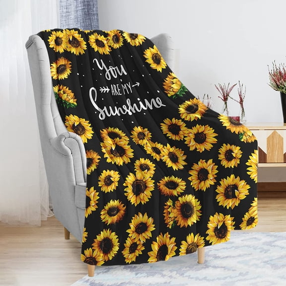 Throw Blanket for Couch, Cozy Warm Plush Fleece Throw Blanket for Kids Girls Baby Teens, Super Soft Flannel Blanket Decorative Fuzzy Throws for Sofa, Bed, Dorm, All Season (40 x 50 in, Sunflower)