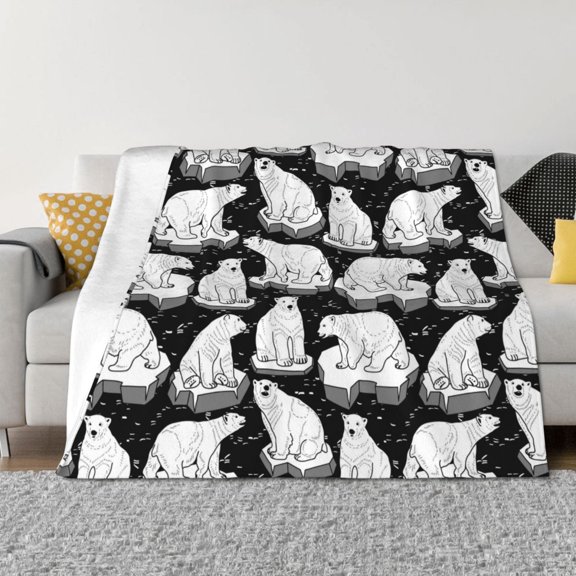 Throw Blanket for Couch - Cute Cartoon Polar Bear Soft Comfy Lightweight Cozy Warm Throw Blanket, Fuzzy Plush Flannel Blanket & Throws for Sofa and Bed All Season