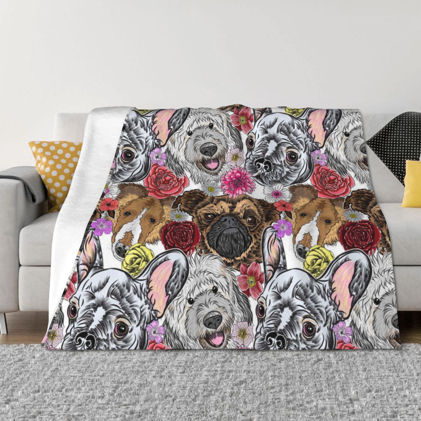 Throw Blanket for Couch - Cute Dogs Puppy1 Soft Comfy Lightweight Cozy Warm Throw Blanket, Fuzzy Plush Flannel Blanket & Throws for Sofa and Bed All Season