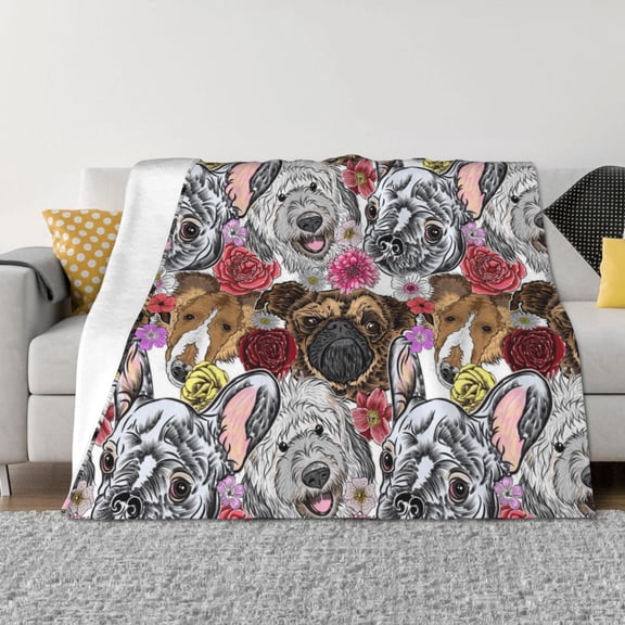 Throw Blanket for Couch - Cute Dogs Puppy1 Soft Comfy Lightweight Cozy Warm Throw Blanket, Fuzzy Plush Flannel Blanket & Throws for Sofa and Bed All Season