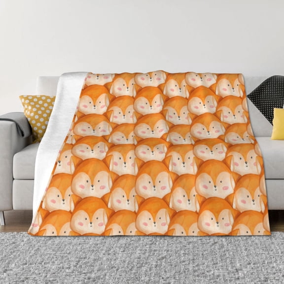 Throw Blanket for Couch - Cute Fox Faces Pattern Soft Comfy Lightweight Cozy Warm Throw Blanket, Fuzzy Plush Flannel Blanket & Throws for Sofa and Bed All Season