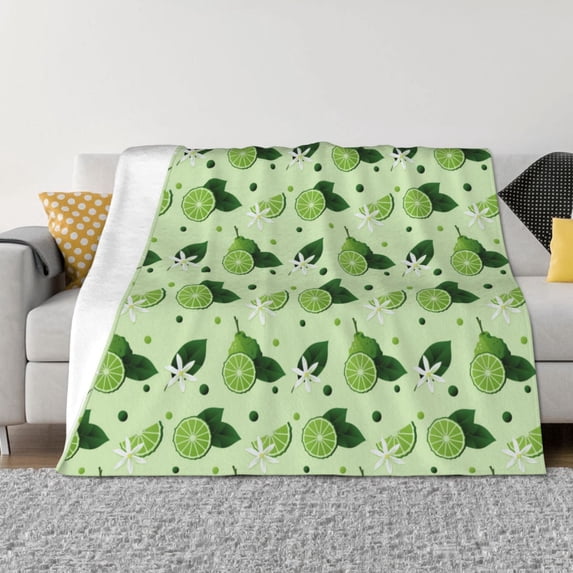 Throw Blanket for Couch - Cute Limes Flowers Soft Comfy Lightweight Cozy Warm Throw Blanket, Fuzzy Plush Flannel Blanket & Throws for Sofa and Bed All Season