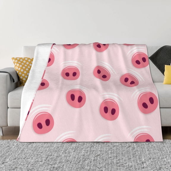 Throw Blanket for Couch - Cute Pig Nose pink Soft Comfy Lightweight Cozy Warm Throw Blanket, Fuzzy Plush Flannel Blanket & Throws for Sofa and Bed All Season