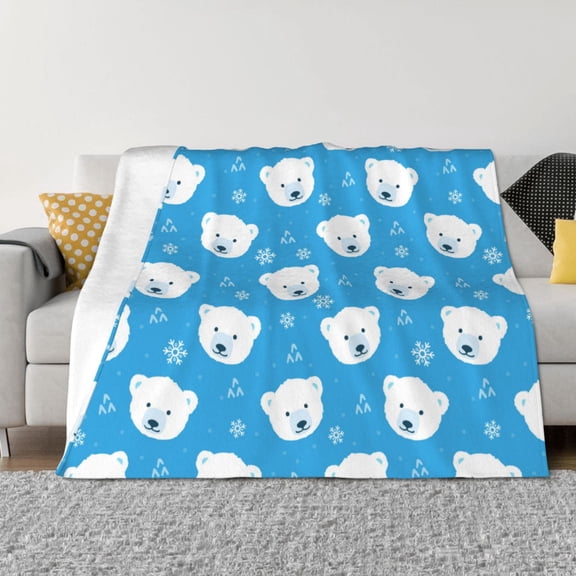 Throw Blanket for Couch - Cute Polar Bear Soft Comfy Lightweight Cozy Warm Throw Blanket, Fuzzy Plush Flannel Blanket & Throws for Sofa and Bed All Season