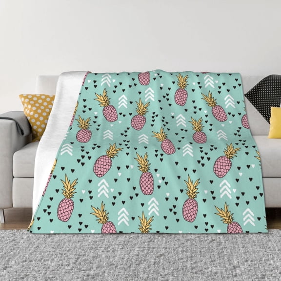 Throw Blanket for Couch - Cute Purple Pineapple Love Soft Comfy Lightweight Cozy Warm Throw Blanket, Fuzzy Plush Flannel Blanket & Throws for Sofa and Bed All Season