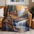 thumbnail image 1 of Throw Blanket for Couch Deer Soft Fleece Flannel Blankets Cozy Lightweight Blanket for Home Sofa Living Room Mount Leaves Forest River Bed Throws 60" x 80", 1 of 9