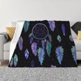 thumbnail image 1 of Throw Blanket for Couch - Dreamcatcher With Colorful Feathers Soft Comfy Lightweight Cozy Warm Throw Blanket, Fuzzy Plush Flannel Blanket & Throws for Sofa and Bed All Season, 1 of 8