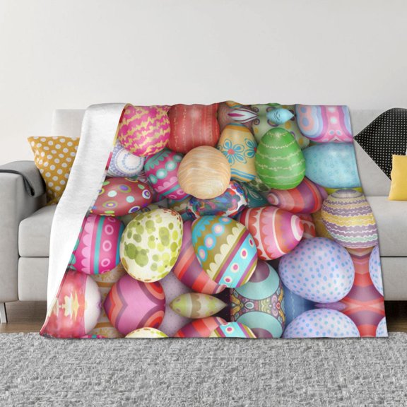 Throw Blanket for Couch - Easter Eggs Soft Comfy Lightweight Cozy Warm Throw Blanket, Fuzzy Plush Flannel Blanket & Throws for Sofa and Bed All Season
