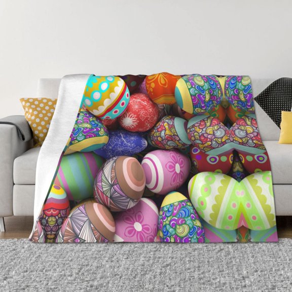 Throw Blanket for Couch - Easter Eggs1 Soft Comfy Lightweight Cozy Warm Throw Blanket, Fuzzy Plush Flannel Blanket & Throws for Sofa and Bed All Season