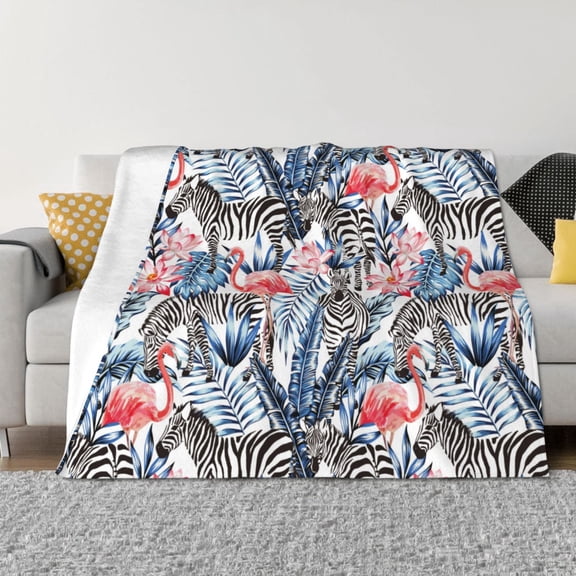 Throw Blanket for Couch - Flamingo And Zebra Soft Comfy Lightweight Cozy Warm Throw Blanket, Fuzzy Plush Flannel Blanket & Throws for Sofa and Bed All Season