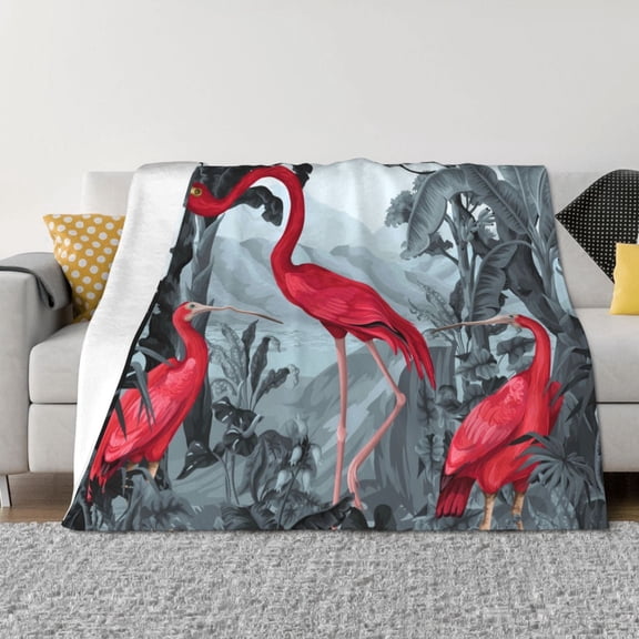 Throw Blanket for Couch - Flamingo On The Jungle Soft Comfy Lightweight Cozy Warm Throw Blanket, Fuzzy Plush Flannel Blanket & Throws for Sofa and Bed All Season