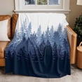 thumbnail image 1 of Throw Blanket for Couch Forest Tree Soft Fleece Flannel Blankets Cozy Lightweight Blanket for Home Sofa Living Room Misty Forest Silhouette Nature Ombre Bed Throws 50" x 60", 1 of 9