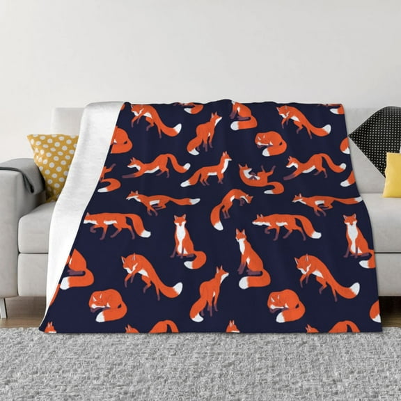 Throw Blanket for Couch - Foxes In Different Poses Soft Comfy Lightweight Cozy Warm Throw Blanket, Fuzzy Plush Flannel Blanket & Throws for Sofa and Bed All Season