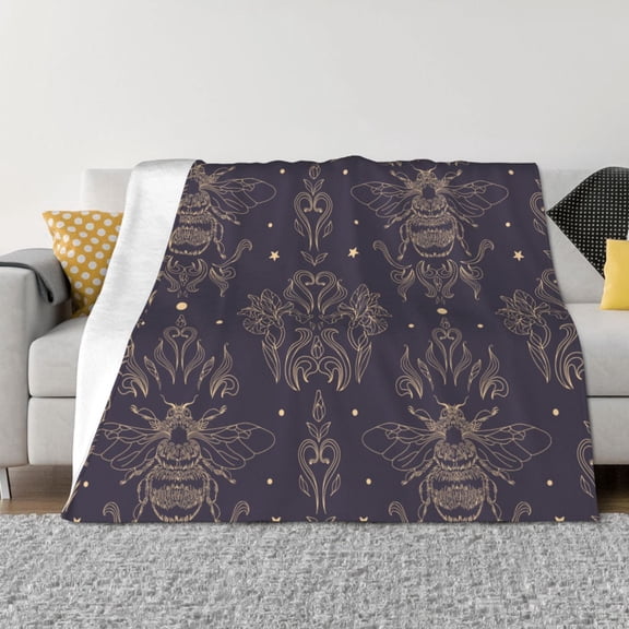 Throw Blanket for Couch - Golden Bumblebee Soft Comfy Lightweight Cozy Warm Throw Blanket, Fuzzy Plush Flannel Blanket & Throws for Sofa and Bed All Season